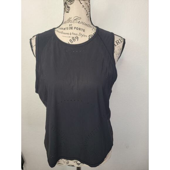 Lululemon Muscle Tank Top Womens SZ 6/8 Perforated Slash Open Back Black - Picture 2 of 7
